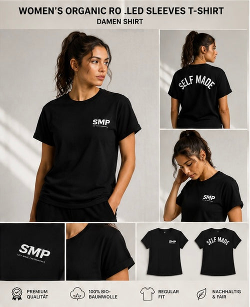 Self Made Performance - Women´s T-Shirt - Womens Organic Rolled Sleeves T-Shirt